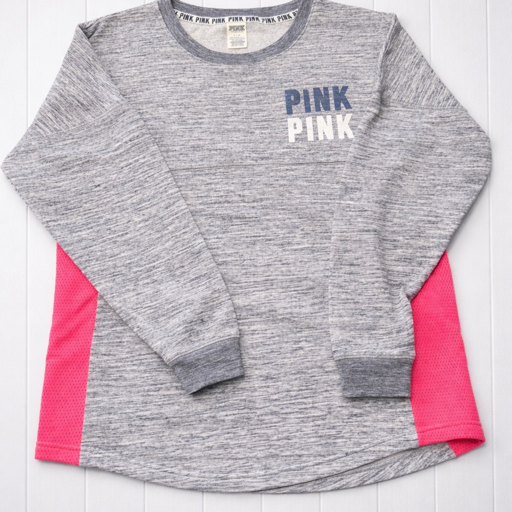 PINK Victoria’s Secret Lightweight Sweatshirt Gray Pink Mesh Sides L